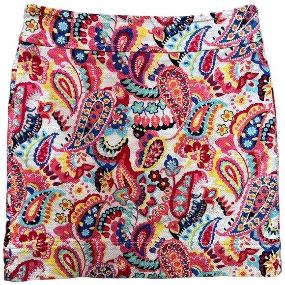 Talbots Dresses & Skirts - Talbots Women's Cotton Pencil Skirt Flat Front Sz 8p Multicolor Paisley Back Zip